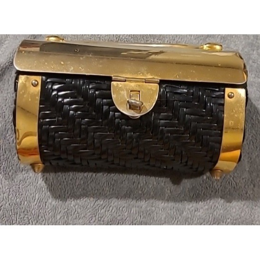1950-1960s Marcus Brothers Vintage Basket Weave Handbag w/ Gold Metal Lid *Rare* - Picture 4 of 12